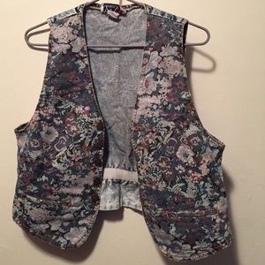 Vintage Denim Floral Vest